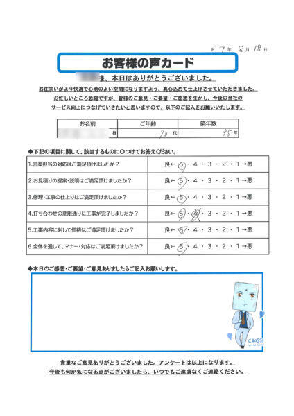 栃木市 H様のお声