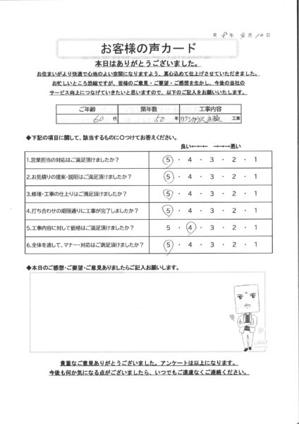 栃木市 K様のお声