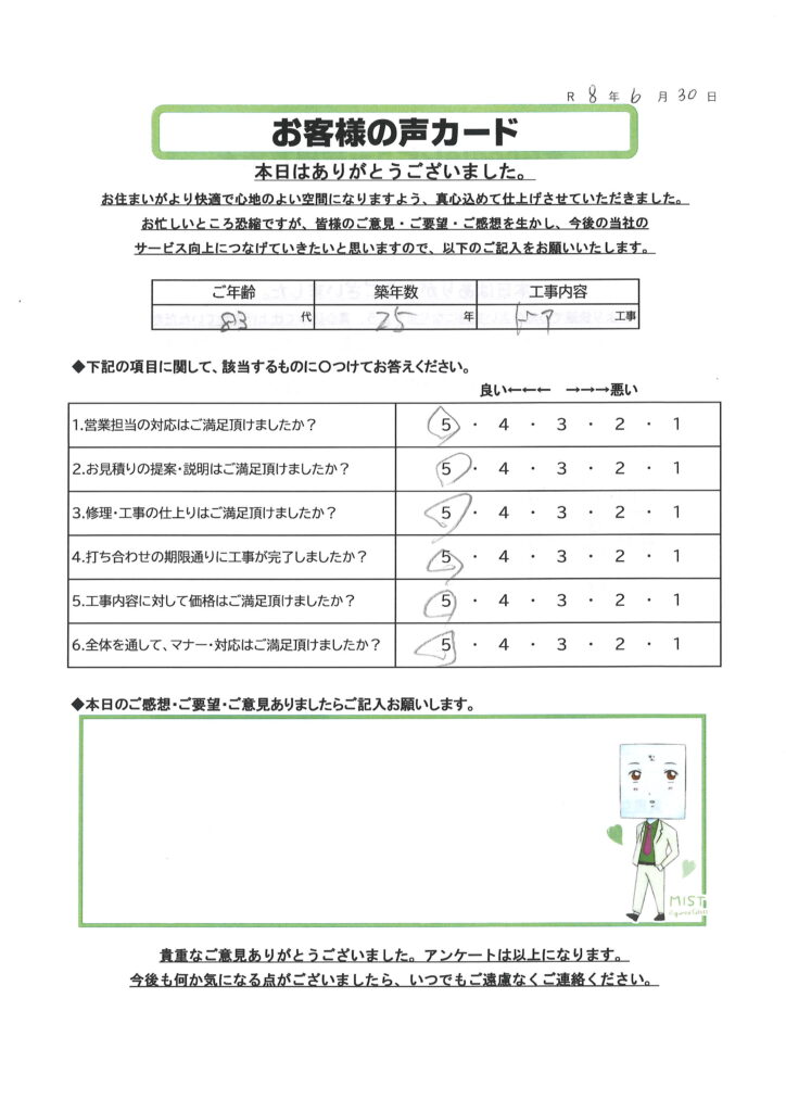 栃木市 N様のお声