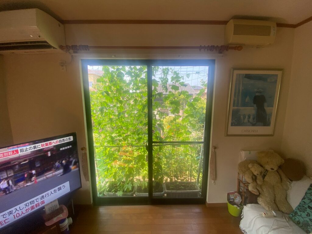 夏になると南側の大きな掃き出し窓から強い日差しや熱が入り込み、リビング全体が暑くなってしまうことにお悩みでした。エアコンを使用しても効きが悪く感じるため、夏をもっと快適に過ごせるようにしたいとのご相談をいただきました。