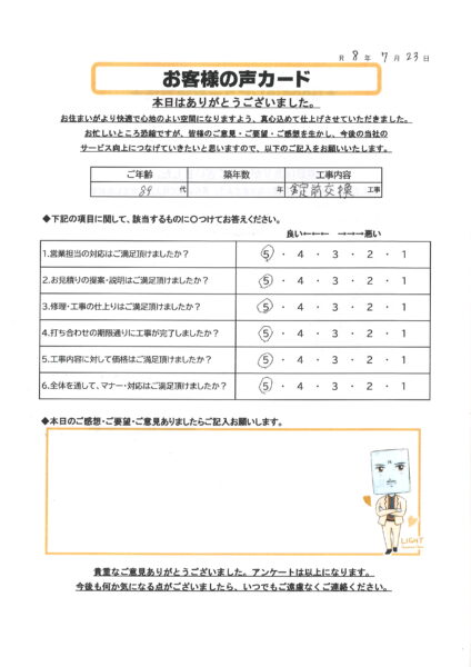 栃木市 I様のお声
