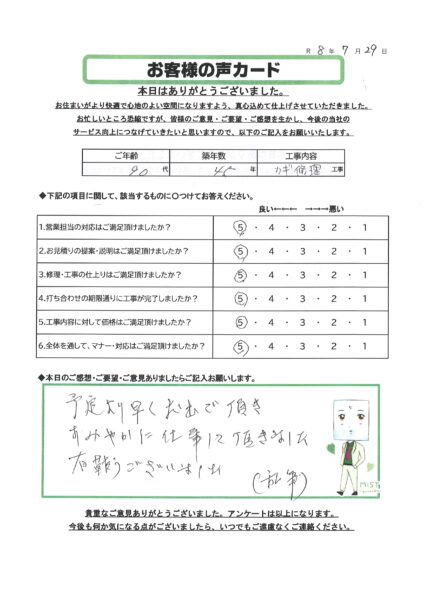 栃木市 H様のお声
