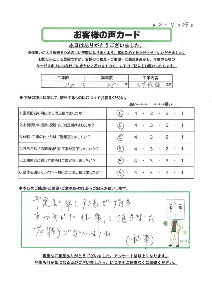 栃木市 H様のお声