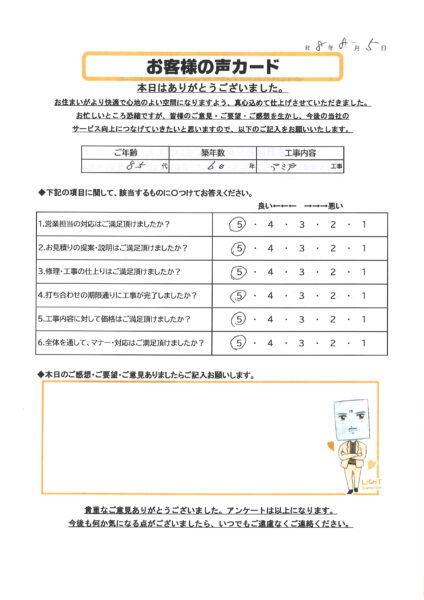 栃木市 N様のお声